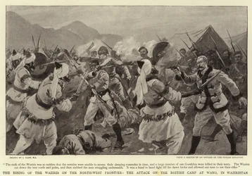 Der Aufstand der Waziris an der Nordwestgrenze, der Angriff auf das britische Lager in Wano, in Waziristan